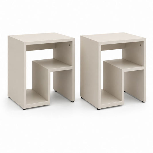Couple de tables rectangulaires en melaminico tortera truciolare avec des compartiments ouverts, 40 × 35 × 60 cm