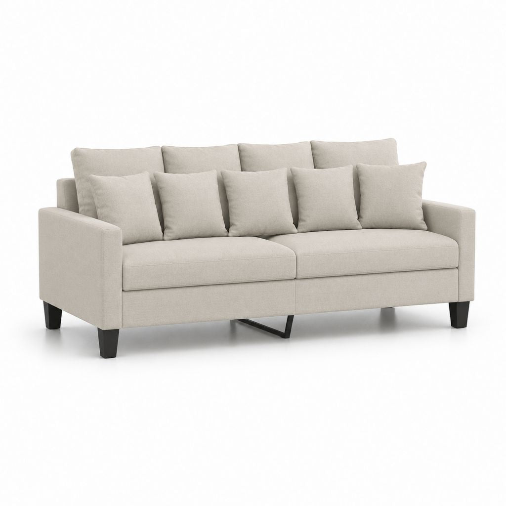 Canapé-lit linéaire extractible à 3 places en polyester beige, 203 × 86 × 89 cm