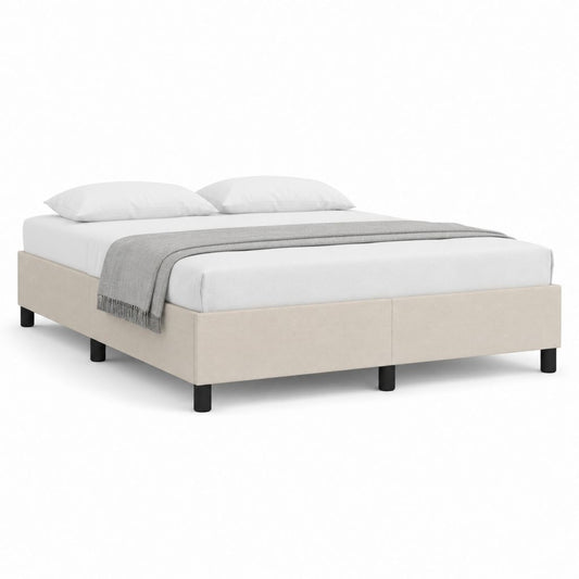 Ensemble de 2 bases de lit rembourrés en polyester beige, 80 × 200 cm chacune, pour matelas 160 × 200 cm, avec jambes noires