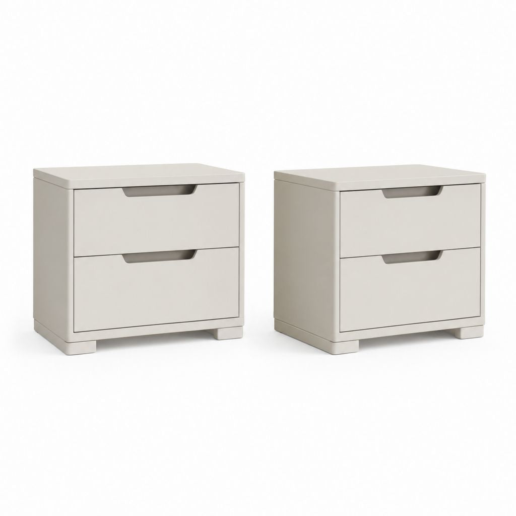 Ensemble de 2 tables rectangulaires en MDF recouvert de mélaminé gris avec 2 tiroirs, 40 × 35 × 50 cm chacun