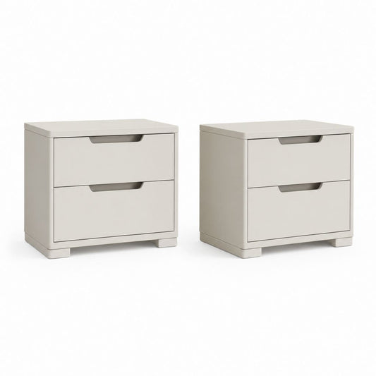 Ensemble de 2 tables rectangulaires en MDF recouvert de mélaminé gris avec 2 tiroirs, 40 × 35 × 50 cm chacun